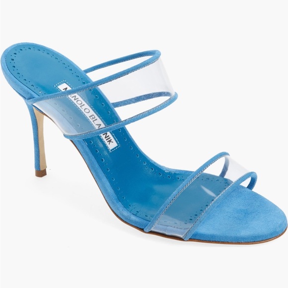 Manolo Blahnik Invymu 90 Vinyl & Suede Sandal, NEW - Picture 3 of 14